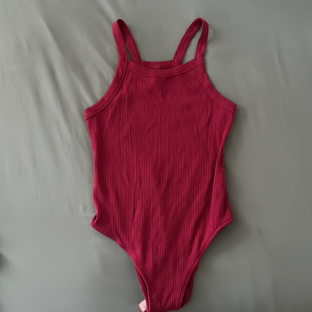 Pink Ribbed Bodysuit